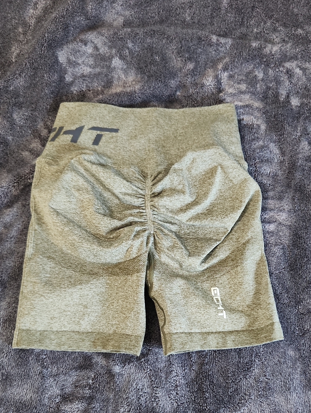 ECHT Olive Green Arise Scrunch Shorts
